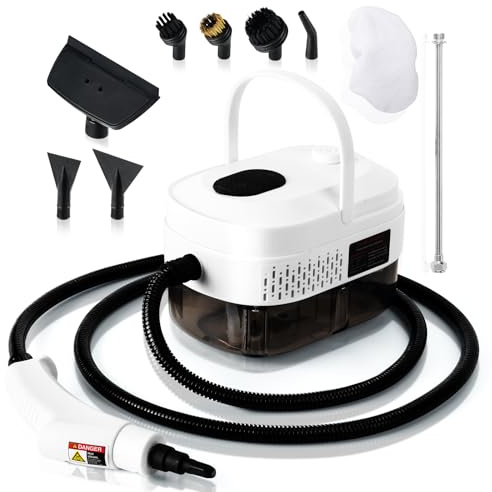 Limpiador de vapor de mano de 1 litro para limpieza del hogar y la cocina, 2500 W 15 s de calentamiento rápido y 3 velocidades, limpiador de vapor portátil, suministros de limpieza profunda