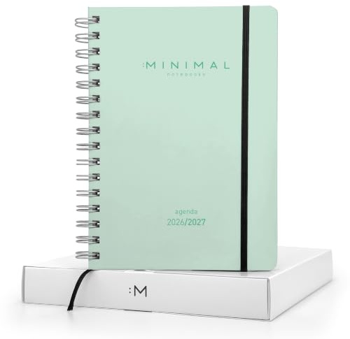 MINIMAL Agenda 2026 2027 Semana Vista Horizontal A5 - Julio 2026 a Junio 2027 – Agenda Escolar con Planificador Semanal, Mensual y Anual - Agenda Semanal con Calendario 2026-2027 - Español