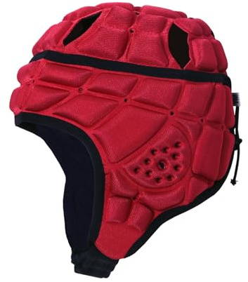 Casque de rugby rembourré doux pour enfants - Rouge - Taille S