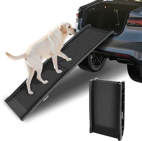 Lightweight & Portable Foldable Dog Ramps Medium Large Dogs,156cm Extra Long Pet Ramp Anti Slip Dog Ramps with Non-Slip Safety Rug Surface Foldable Pets Ramp Dogs Steps,Get Into a Car, Vehicle, SUV
