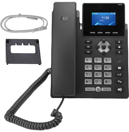Lazmin112 Teléfono IP Empresarial, 2 Líneas SIP, Pantalla LCD de 2,4 Pulgadas con Tecnología de Cancelación de Ruido, para Comunicación VoIP de Pequeñas Empresas y Startups