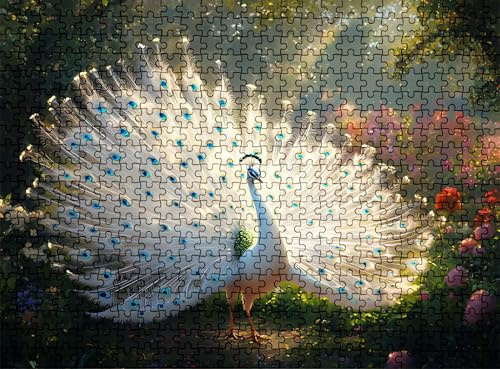 Pussel 5 000 delar, träpussel vuxna påfågel skog impossibla klassiska pusselbitar 156,5 x 105,5 cm, familjespel, pussel stressminskning tankespel, pusselälskare w0-454