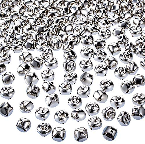 Campane natalizie, 300 campanelle fai da te, per ghirlande, casa vacanze e decorazioni natalizie (argento, 1,3 cm)