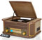 Denver 8-in-1 CD Cassette Player Retro Wooden Record Player HiFi System – 3 Speed Vinyl Turntable & Cassette With CD Player, FM/AM Radio, MP3 USB Recording, AUX IN And Line Out – MCR-50