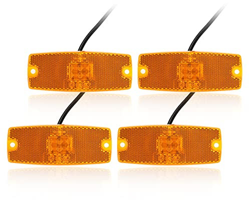 Qiping 4 Pack Begrenzungsleuchte Orange 12V 24V LED Umrissleuchte Gelb Bernstein Positionsleuchte mit E-Prüfzeichen für LKW, Pkw-Anhänger, Wohnwagen, Kfz, Traktor