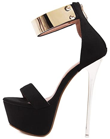 Tacchi con Cinturino alla Caviglia Sexy da Donna Sandali con Plateau Scarpe da Festa per Le Donne Décolleté da Sposa Tacchi Alti 16 Cm Décolleté A Blocchi di Colore Senza Lacci