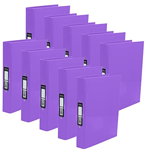 Pukka Pad, Brights A4 Ringbinder Files with 2 O-Ring Mechanism – 10 Pack – 40mm Spine with Customisable Label for Large Amounts of Documents – 32 x 26.3mm, Purple