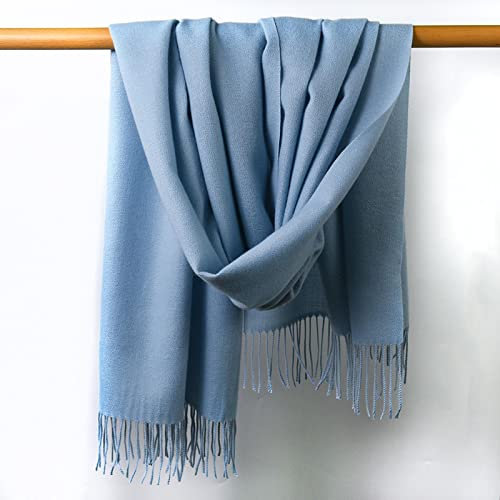 Bysonglezai Schals Damen Tücher Halstuch Scarf Winter Schal Frauen Schals Erwachsene Solid Herbst ModeSchals HellBlau