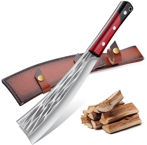 Freelander Machete da Bosco Sopravvivenza All'aperto con Manico in Legno, Coltello da Caccia a Lama Fissa 5Cr15 Campeggio, Coltello Bushcraft Full Tang Coltello Sopravvivenza Professionale con Fodero