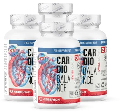 (4 pacchi) Capsule Cardiobalance | Salute del Cuore | Estratto Mirtillo Rosso 450mg + Coenzima Q10 + L-Arginina | Formula Cardiovascolare con Vitamina B1, B6, B9, Magnesio | 40 Capsule