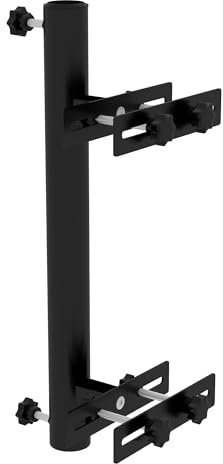 Outsunny Sonnenschirmständer Sonnenschirmbefestigung für Balkon mit verstellbaren Klemmen Geländer Sonnenschirmständer für Balustrade für 48mm und 38mm Mast, schwarzes Metall Abm. 21L x 14L x 58Hcm