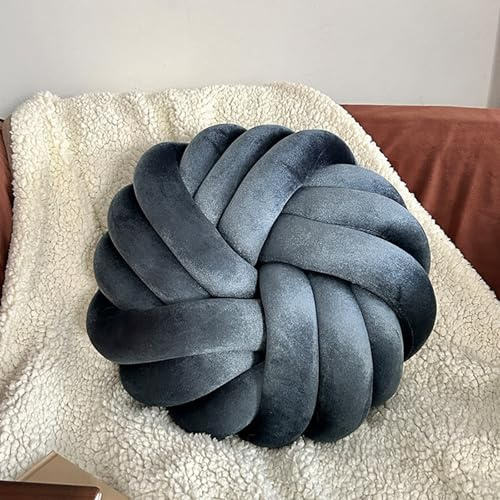 Somsiwey Almohada de Nudo de Terciopelo Dorado de 13,7 x 13,7 Pulgadas para sofá, Dormitorio, Almohada de Felpa Hecha a Mano para sofá, cojín Suave para Silla para decoración del(Blue)