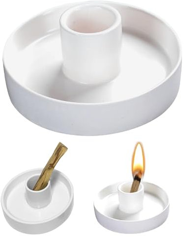 Guyode Räucherschale für Palo Santo, Räucherstäbchen Halter, Weißer Salbei Räuchern Stick Burner, Incense Holder Duftholzständer, Räucherkerzen Halter, Meditation Zubehör mit Aschenfänger (Weiß)