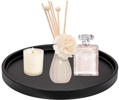 BCENG Kosmetik Tablett 20 cm Runde Tablett Dekoschalen Rund Tablett Dekorative Kerzen Tabletts Dekotablett Dekoteller Metalltablett Servierbrett für Kosmetik Schmuck Bad Wohnzimmer Deko