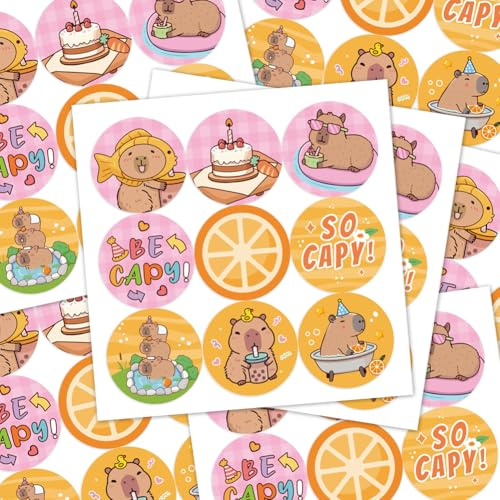 Capybara klistermärken 180 stycken, kuvert klistermärken roliga söta djur, Capybara runda klistermärken So Capy presentetiketter etiketter för födelsedag baby dusch djur party scrapbook