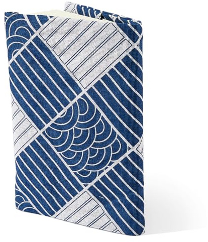 SUPERFINDINGS A5 Couverture de livre Réutilisable en Coton et Lin à Rayures Lavables en Tissu Doux Lavable pour Livres de Poche pour Livres à Couverture Rigide