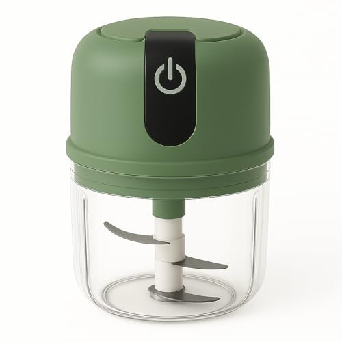 Mini Picadora Eléctrica 250ml – Triturador de Alimentos USB Recargable con 3 Cuchillas de Acero Inoxidable