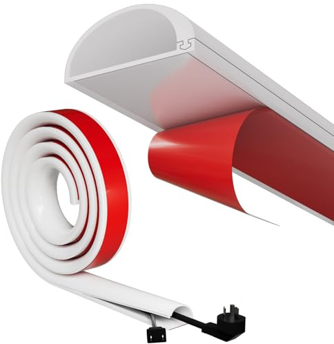 Kabelkanal Weiß Selbstklebend Flexibel,Kabelschacht Weiss,Kabelkanal TV Wand,Kabel Verstecken Kanal Halbrund Kabelabdeckung,Kabelkanäle Wand,Kabelleiste Kabeltunnel rund,Cable Hider,2M