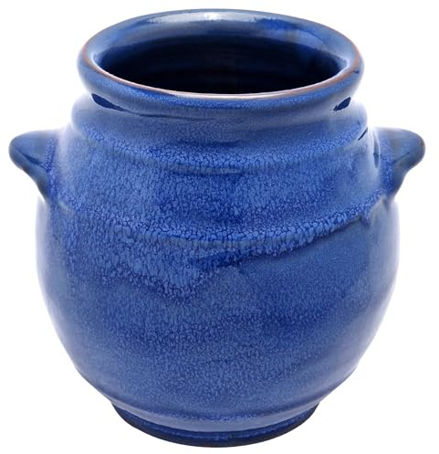 Cleminson Hand-Dipped Ceramic Utensil Jar | Artisan Kitchen Utensil Holder | Made in Spain | Stylish Cutlery Pot Organiser | Rustic Farmhouse Crock for Spoons, Spatulas, Whisks (Blue Pastel)