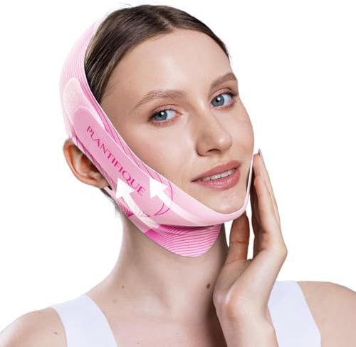 PLANTIFIQUE Masque Double Menton | Contour du Visage Femme et Homme | Bandeau Réutilisable aux Tissu Respirant Réglable | Ceinture Amincissante Gaine