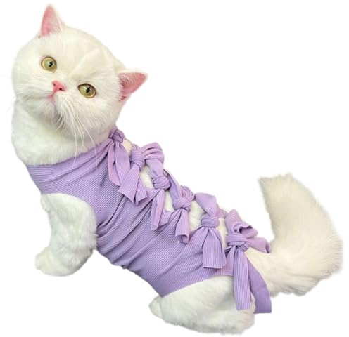 Tuta Post Operatoria per Gatto Femmina Traspirante,Vestito Chirurgico Gatto - Body Morbido per Prevenire Leccamento Ferite Sterilizzazione Indoor Casa