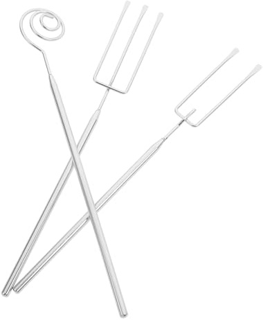 DONFAMDS Juego de 3 Tenedores para Fondue de Acero Inoxidable Puntas de 2 3 y Espiral Utensilios para Bañar Chocolate y Queso Aptos para Cocina y Estufa