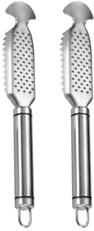 ERINGOGO Écailleur à Poisson en Acier Inoxydable Lot de 2 Outil Cuisine Manuel Râpe à Gingembre Accessoire Polyvalent pour Nettoyage Précis des Fruits de Mer Camping et Préparation