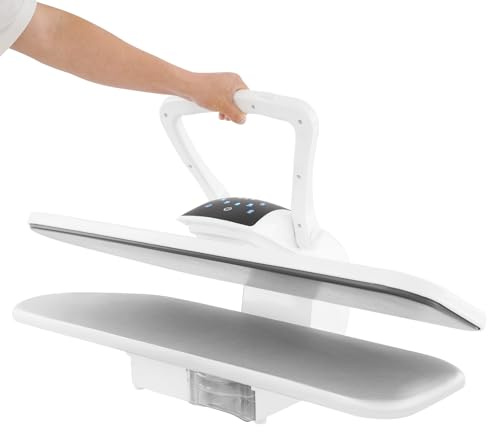 Plancha de vapor, prensa de vapor inteligente, estación de planchado con depósito de agua de 1000 ml para ropa del hogar sobre mesa, control de temperatura, nailon, seda (blanco)