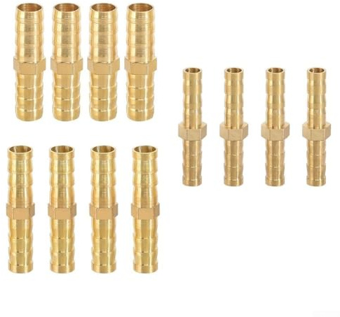 12 Stück Messing gerade Barb Schlauchverbinder, 6 mm, 8 mm, 10 mm, Reduzieradapter für Luft, Wasser, Heizöl, Schnellkupplungen für Rohr- und Schlauchverschraubungen