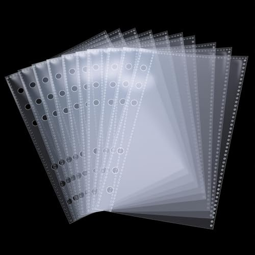 20Pcs A6 Binder Pockets, Clear PVC A6 Binder Pouch, Zipless 6-Hole Transparent Document Pouches for 6-Ring Binders, Cash Envelopes, Photos & Budget Organizer