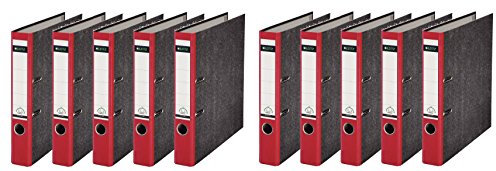 Leitz hochwertiger Ordner 180°, schmal | 10er Pack, rot, 1