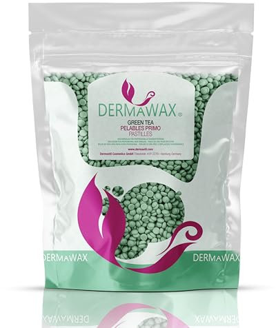 Dermawax 1kg Grüner Tee Wachsperlen – Heißwachs für Haarentfernung Gesicht, Augenbrauen, Achseln, Arme, Beine, Brust, Rücken, Bikini & Intimbereich – Sanftes Brazilian Waxing Made in Italy