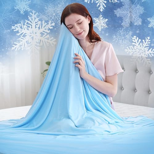 Luxear Kühlende Sommerdecke 150x200cm, dünne leichte Kühldecke Kuscheldecke aus Japanische Arc-Chill Q-Max 0,5 Kühlfaser+100% Bambusfasern, Wohndecke Sofadecke Reisedecke Couchdecke