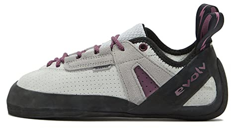 EVOLV Women's Elektra Lace Rock Climbing Shoes - Sport, Bouldering, Indoor Climbing - Silk White/Grape - 7