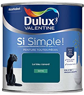 Dulux Valentine Peinture Si Simple Peinture Intérieure Toutes Pièces - Peinture Mur et Plafond, Porte et Plinthe - Couleur : Le Bleu Canard - 0,5 L