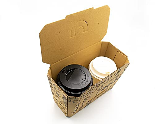 NATURA DENTRO - ECOPACKAGING Porta Bicchieri Caffe Asporto Ecoffee2go Alto, 2 Posti, 50pz, Compostabili, Ecologici, Bar, Ristorante