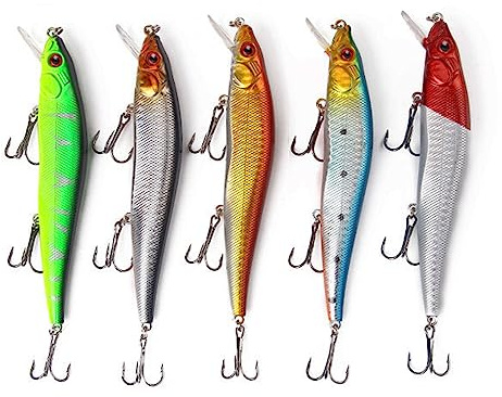 5 st fiskedrag kit, hårda spigg beten wobbler vevbeten set med diskantkrokar, Swimbait fiskedrag kit för saltvatten sötvatten
