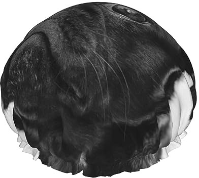 Gorros de ducha reutilizables, gorro de ducha negro opaco, gorro de ducha impermeable de para mujeres, hombres
