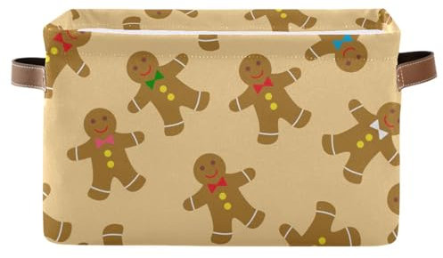 Mnsruu Cesto portaoggetti per scaffali, graziose scatole di pan di zenzero con manici, grandi contenitori per armadio