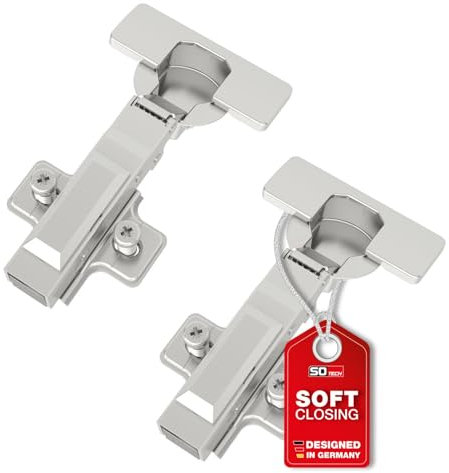 SOTECH-SMOOTH Charnière à boîtier T45 avec Softclose standard, charnières de porte avec amortisseur avec angle d'ouverture de 105° boîtier Ø 35 mm (2 pièces/butée d'angle)