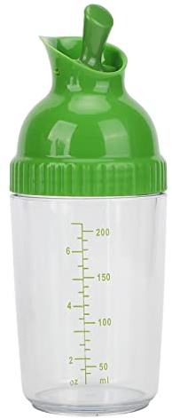 Salladsdressing Shaker, 200 ml Salladsdressing Flaska Sås Flaska Dressing Mixer Shaker Flaskor Mixer Mät Salladsdressing Dispenser med hällpip för servering och förvaring av (Grön)