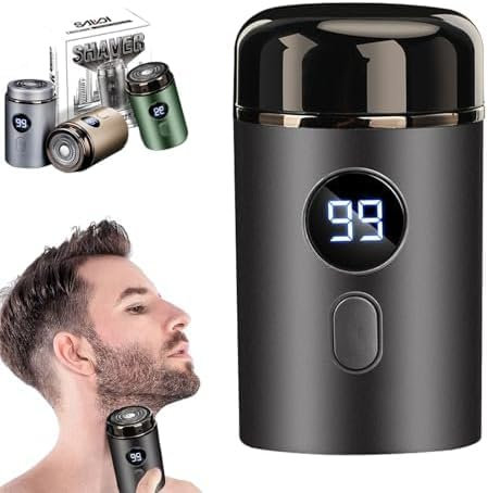 Mini Rasoio Elettrico, Rasoio Elettrico Portatile per Uomo, Macchine da Barba Impermeabile Senza Fili Ricaricabile USB, Taglia Barba Tascabile Con Un Pulsante Regali Umidi e Secchi Per Casa, Viaggi