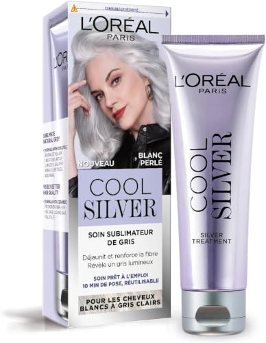 L’ORÉAL PARIS - Soin Sublimateur de Gris - Déjaunit & Renforce la Fibre Capillaire - Cheveux Blancs à Gris Clair - Neutralise les Reflets Indésirables - Cool Silver - Couleur : Blanc Perlé