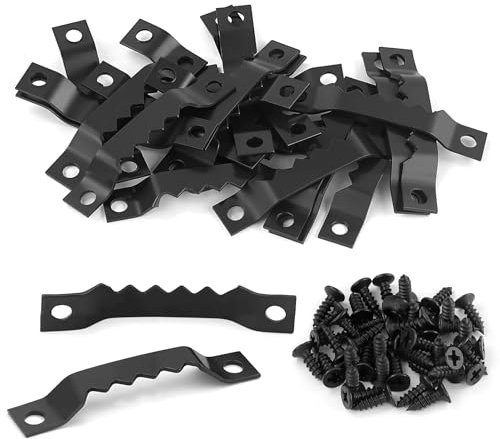 22 Pièce Noir photo frame crochets avce Vis,Cintres À Cadre En Dents De Scie,Petits crochets de suspension,Crochets en métal, pour toile, cadres photos, peintures