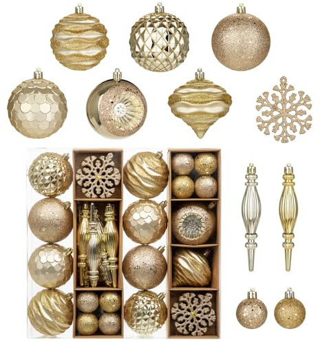 Set di 50 palline di Natale in plastica per albero di Natale, decorazione natalizia per albero di Natale, confezione regalo per albero di Natale, ideale per feste di Natale e matrimoni natalizi