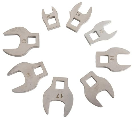 ZWEquipint Lot de 8 clés métriques en pied de biche, entraînement de 9,5 mm, 10 clés à bout ouvert de 19 mm, outils à main réglables pour les espaces restreints et la réparation automobile