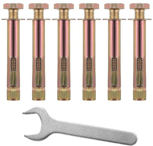 6 pernos de tornillo de expansión, M10 x 12 x 80 mm, pernos de anclaje de manga hexagonal, tornillos de fijación de pared de ladrillo de hormigón resistente