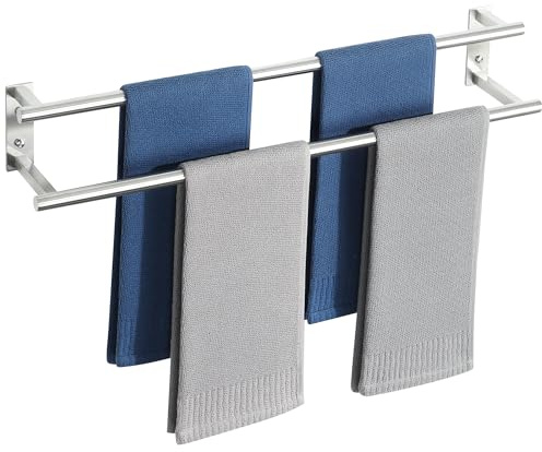 Alise Bathroom Double Towel Bars 28'',Wall Mount Towel Holder Towel Racks for Bathroom Labatory,SUS304 Stainless Steel Towel Hanger Towel Rails,Brushed Nickel