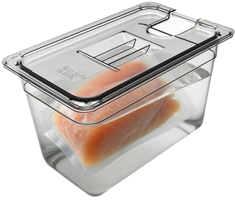 Recipiente Sous Vide con Tapa,Cubo De Agua Con Tapa Para Cocina Al Vacío - Caja De Cocción Por Inmersión Transparente Hermética Para Carnes Marinadas Pollo Ternera Bistec