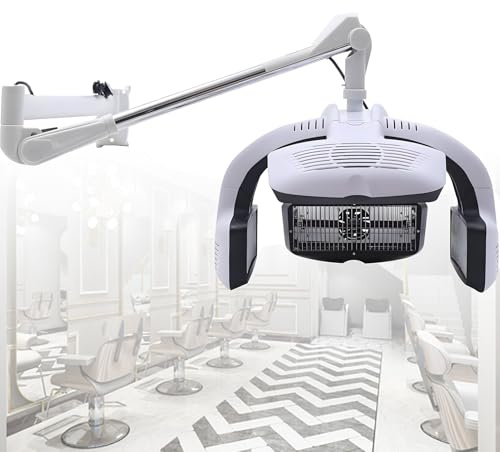 Casco asciugacapelli Retrattile da Parete, processore per la colorazione dei Capelli Regolabile da 1500 W con Timer, 5 Dischi riscaldanti per trattamenti Professionali per Capelli, tinture Hanging